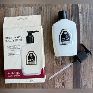 Vintage Oil of Olay Beauty Fluid 6oz NOS Sensitive Skin Pump Bottle New In Box